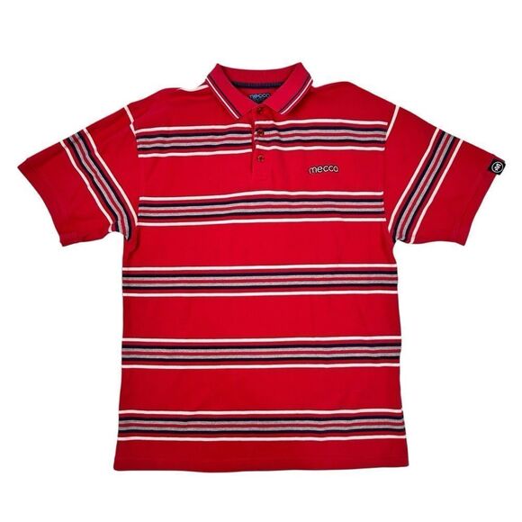 mecca Other - Vintage Mecca Polo Shirt Mens Large Red Striped Short Sleeve Casual 90s Hip Hop